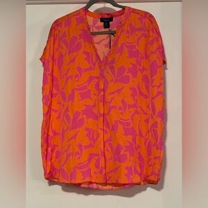 Rachel Zoe Pink and Orange Floral Blouse